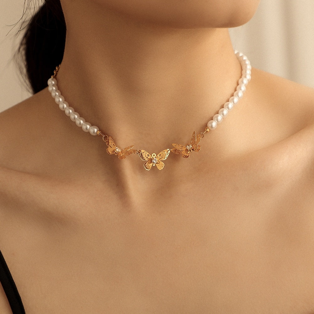 Butterfly Pearl Necklace