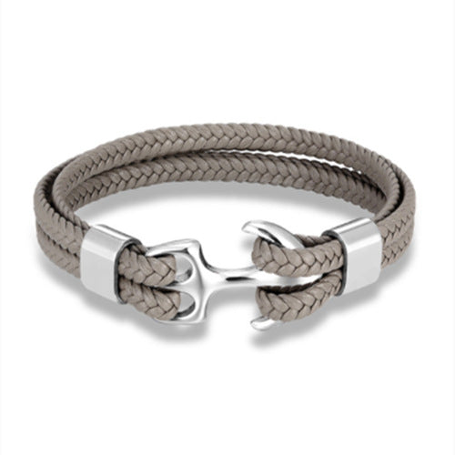 Anchor Leather Bracelet
