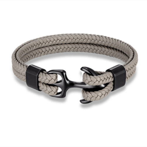 Anchor Leather Bracelet