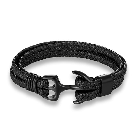 Anchor Leather Bracelet
