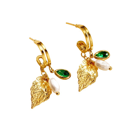 Leaf Pearl earring