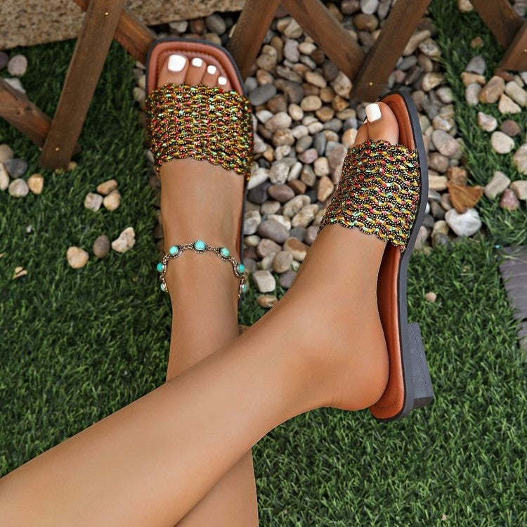 Color Woven Slippers